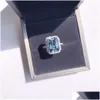 Band Rings Chinese Style Square Sea Treasure Adjustable Topaz Index Finger Ring Drop Delivery Jewelry Otqsm