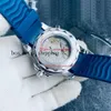 Titanium watch AAAAA Mens Designer Watch Automatic Mechanical Rubber Band Bracelet 42mm Blue Wavy Design Dial Calendar Display Glide Lock Ce