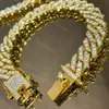 Hip Hop Rapper Sterling Silver Link Łańcuch niestandardowy Moissanite Cuban 14 mm Bling VVS Diamonds Męskie łańcuch linków