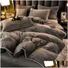 Conjuntos de cama Luxo Leite Fleece Supper Trathick Set Queen Size High End Quente Inverno Duvet Er Calor Consolador 231009 Drop Delivery H Dhfbg