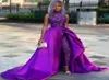 Seksowne fioletowe cekinowe Overskirt kombinezon Sukienki na bal mat