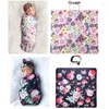 Dekens 2 pc's geboren bloemen swaddle wrap hoofdband set baby baby's katoen ontvangen deken slaapzak haarband