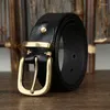 Belts Retro Washed Italian Top Layer Cowhide Leather Belt Men's Copper Buckle Korean Version Trendy