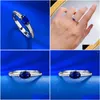 Pierścienie klastra S925 Sier Sapphire 4 6 Owalny Pierścień dla damskiej codziennej ekipy mody wszechstronna biżuteria dostawcza Otje8