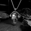 Kedjor 2024 Skull Headset Pendant Retro Punk Man Titanium Steel Chain Halsband Ghost Huvud Lyssnar på musiktillbehör