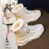 Buty Lucky Platform Waterproof Boots dla kobiet koronkowe ciepło zagęszczenie pluszowe buty zimowe panie grube bezzładne botas mujer