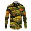 Мужские повседневные рубашки, свободная рубашка большого размера, весенне-осенняя уличная уличная лягушка с длинными рукавами и животным 3D принтом