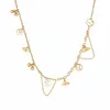 Petite fleur de collier pendentif concepteur pour les femmes en or rose plaquette de cristal cristal diamant chaines collarines
