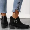 Boots 2024 Winter Female Suede Pointed Toe Fashion Chunky Heel Short Botte Femme Big Size Casual Zapatos Para Mujeres