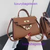 Hremms Kelyys Guida borse in pelle di alta qualità per celebrità Internet da donna Small Square Square per Womens Nuovo Minimalista Originale 1: 1 con logo reale