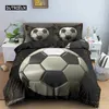 Ensembles de literie Ensemble de football 3D Housse de couette de football Taie d'oreiller Couette en polyester King Queen Full Double Ball Sport Quilt