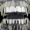 Halloween Goud Zilver Hoektanden Mond Tanden Grillz Caps Boven Onder Koperen Grill Set Mannen Vrouwen Vampier Bucktooth Grills Rock Punk Rapper voor Mannen Hiphop sieraden