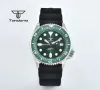 Watches Tandorio 41mm Automatiska dykande män Titta på svart/blå/grön urtavla Sapphire Glass NH35 20Atm Datumindikator Gummiband Grön Lume Lume