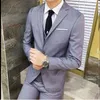 2019 męskie mody szczupłe garnitury Męskie Business Casual Condyt Cair Groomsman Trzyczęściowe garnitur Blazers Spodnie spodni Zestawy kamizelki