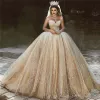 Robes de mariée de bal de bal de luxe Robes de mariée chérie paillettes paillettes royales arabe saoudien plus taille princesse robes nues robe de