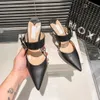 Designer Sandals 2024 High Heels äkta läder för kvinnor Skor 8cm Summer Luxury Flat Slides Ladies Beach Sandal Party Wedding Shoes 34-40