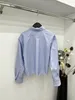 Camicie a strisce blu designer designer con maniche lunghe del collo in vaso blousesc63t.