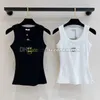 Designer Embroidered Tanks Top Women Summer Sport Tee U Neck T Shirt Highly Elastic Gym Tees