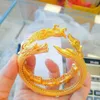 Bangle Luxury Gold Color Chinese Loong Phoenix Bracelet For Women Engagement Wedding Cuff Charm Jewelry Accessories