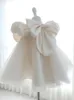 Robes de fille de fleur de cheville de bijou de tulle blanc doux robes de concours de fille jupe d'anniversaire / fête fille robe de tous les jours personnalisé SZ 2-12 D321081