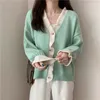 Women's Knits V-neck Cardigan Ladies Sweaters Pink Knitted Top For Women Winter Button Purple Sale Offers Tall Tops Cashmere