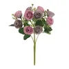 Fiori decorativi Ramo di fiore di rosa artificiale con stelo realistico a 10 teste finte per la decorazione domestica della festa nuziale