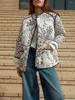 Women's Jackets Women S Cropped Puffer Jacket Coat Long Sleeve Stand Collar Floral Lightweight Vintage Padded Outerwear