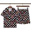 Camisa de férias de seda impressão náutica masculina em Blue Gold Casual Button Fechamento Hawaiian Short Shorts Designer Hawaii Shirts