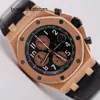 Montre-bracelet de luxe populaire AP Epic Royal Oak Offshore 26470OR pour homme avec cadran noir en or rose 18 carats chronographe automatique mécanique avec nom suisse avec diamètre