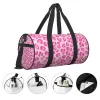 Väskor Pink Leopard Print Gym Bag Animal Kawaii Weekend Sports Bags With Shoes Swimming Design Handväska Retro Fitness Bag för par