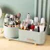 Boîtes de rangement pour cosmétiques de salle de bain, boîte rotative à 360 degrés avec tiroir, organisateur de pinceaux de maquillage, compartiments divisés, porte-rouge à lèvres