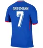 2024 Francês Home Away Jersey MBAPPE Camisas de futebol DEMBELE SALIBA KANTE Maillot de Foot Equipe Maillots França GRIEZMANN Benzema Homens Kit Infantil Camisa de Futebol