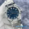 Célèbre montre-bracelet AP Royal Oak Series 77451ST, plaque bleue originale, sertie de diamants, montre pour femme en acier, commémorative du 50e anniversaire, diamètre 34 mm, garantie 2022
