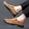 Casual Shoes 2024 Genuine Leather Flat Men's Cowhide Business Brand Soft And Comfortable Black