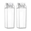 Storage Bottles Milk Carton Water Portable Transparent Bottle 500ML / 1000ML Sealed Lid Square Container