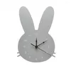 Wall Clocks Nordic Wooden Rabbit Swan Crown Cloud Clock Kids Room Decorations Wood Mute Figurines Po Props Nursery Decor