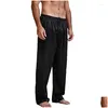 Mens sleepwear camisola pijamas longos homens homewear calças bot pijamas calças de cetim sono seda solta 2024 gota entrega vestuário underw otojw