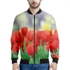 Giacche da uomo Giacca con cerniera grafica colorata tulipano da uomo Felpa con stampa floreale stampata in 3d Top da donna Cappotto bomber da strada a maniche lunghe