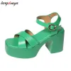 Boots Fashion Green High Heels Sandaler för kvinnor Summer 2023 Chunky Platform Gladiator Sandaler Kvinna Gotiska tjocka klackar med festskor