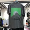 Heren T-shirts Heren Dames Vintage Zware Stof RHUDE BOX PERSPECTIEF Tee Iets losse tops Veelkleurig Logo Mooi gewassen Rhude T-shirt 8061