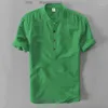 Mens T Shirts CA Summer Linen Casual T-Shirts Comfy Short Sleeve Shirt Loose O-Neck Top Men Clothing