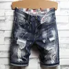 Newly designed American retro summer outerwear with cropped pants for men's trendy jeans, personalized dots, holes, loose fitting men's and women's shorts