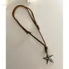 Ожерелья с подвесками, регулируемая кожаная веревка, ожерелье со звездой для женщин, винтажное этническое ожерелье в стиле бохо в стиле Харадзюку, ювелирные аксессуары