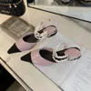 Sandals Pointed Toe Women 2024 S Fashion Mixed Color Pearl Ankle Strap Low Flat Heeled Party Pumps White Pink Black 35-39