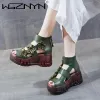 Boots New Brand Platform Women's Sandals 2021 Summer Pu Leather Thick Soled Sexy Street Wedges Sandal Casual High Heels Woman Shoes