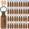 50pcs Keychaines en bois rectangulaire Course de clés en cuir PU PU Wood Pendant Key Chain 240320