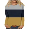 Camisetas femininas moda camisa casual manga longa em torno do pescoço blusa salto cor design topos feminino solto streetwear