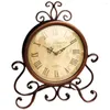 Table Clocks Decorations Desk Clock For Living Room Mantelpiece Iron Case Vintage Style