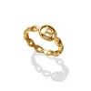 Instagram Hip Hop Buchstabe B Kreuzkettenring mit antikem, leichtem, luxuriösem Titanstahl-plattiertem 18-Karat-True-Gold-Ring