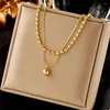 Chains Gold Color Balls Pendant Trendy Beads Stainless Steel Necklace Chain Jewelry